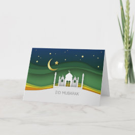 Moderne Eid Mubarak Paper Cut Moschee Grußkarte Feiertagskarte