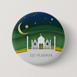 Moderne Eid Mubarak Paper Cut Moschee - Schaltfläc Button
