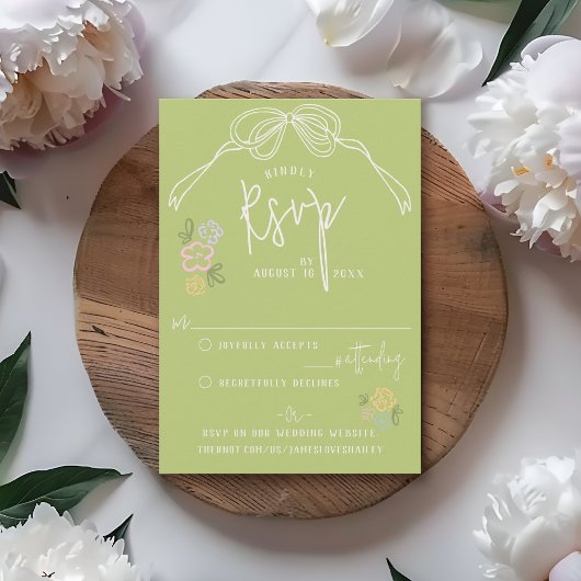 Moderne, eigenartige handgezogene Bogen PASTEL Grü RSVP Karte