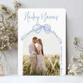 Moderne, eigenhändig gezeichnete BLAU-Foto Hochzei Save The Date