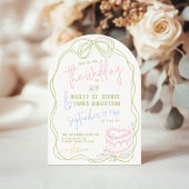 Moderne, eigenhändig gezeichnete Bogen PASTEL-weiß Einladung