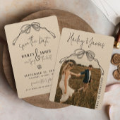 Moderne, eigenhändig gezeichnete Bow KRAFT Foto Ho Save The Date