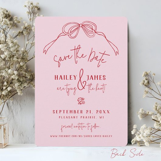 Moderne, eigenhändig gezeichnete Bow PINK Foto Hoc Save The Date