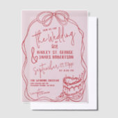 Moderne, eigenhändig gezeichnete Bow PINK Retro-Ho Pergament Einladungen (Versetzt)