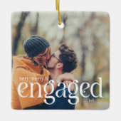 Moderne, einfach bearbeitbare Farbe Verlobt 2 Foto Keramikornament (Vorderseite)