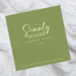 Moderne, einfach gesegnete Moss Green Sermon Notes Notizblock