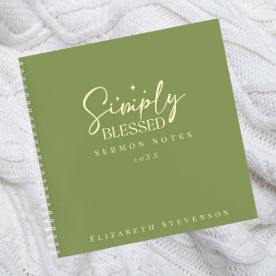 Moderne, einfach gesegnete Moss Green Sermon Notes Notizblock