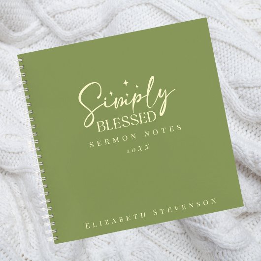 Moderne, einfach gesegnete Moss Green Sermon Notes Notizblock
