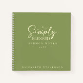 Moderne, einfach gesegnete Moss Green Sermon Notes Notizblock (Vorderseite)