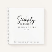 Moderne, einfach gesegnete Schwarz-Weiß-Sermon-Not Notizblock (Vorderseite)
