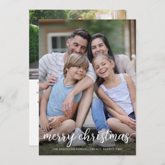 Moderne, einfache 2-Foto Frohe Weihnachten (Vorne/Hinten)