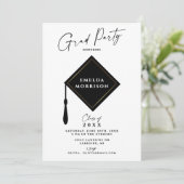 Moderne Einfache 2-Foto-Graduierungsparty Einladung (Stehend Vorderseite)