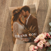 Moderne einfache 2-Foto-Hochzeit  Dankeskarte