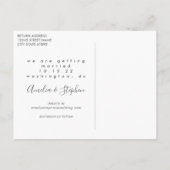 Moderne, einfache 2-Foto Hochzeit retten das Datum Postkarte (Rückseite)