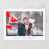 Moderne, einfache 2-Foto Hochzeit retten das Datum Postkarte (Vorderseite)