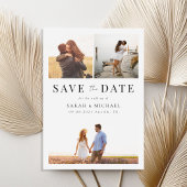 Moderne, einfache 3-Foto-Collage Hochzeit Save The Date