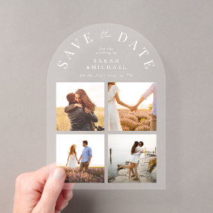 Moderne einfache 4-Foto-Bogen-Save-the-Date-Karten Acryleinladungen