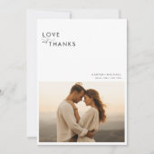 Moderne, einfache 4-Foto Collage Wedding Dankeskarte (Vorderseite)