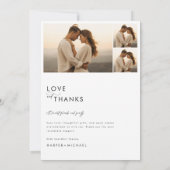 Moderne, einfache 4-Foto Collage Wedding Dankeskarte (Rückseite)