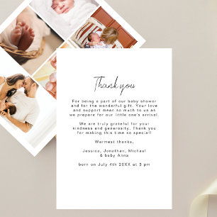 Moderne einfache 5-Bilder-Collage-Baby-Party Dankeskarte