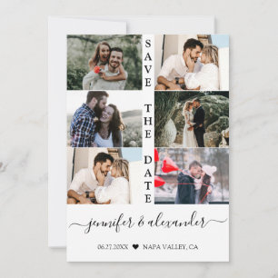 Moderne einfache 6 Fotocollage Typografy Wedding   Save The Date