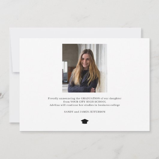 Moderne einfache Abschluss Zitat Graduierung 4 Fot Ankündigung (Rückseite)