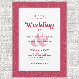 Moderne, einfache Abstrakte Blätter | Magenta Red  Einladung