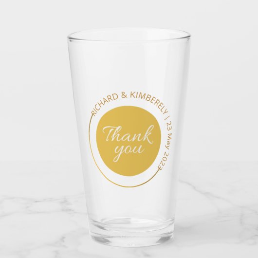 Moderne einfache Add Couple Name Datum Vielen Dank Glas (Vorderseite)