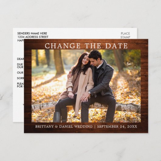 Moderne einfache Änderung des Datums Neuholz Postkarte (Vorne/Hinten)