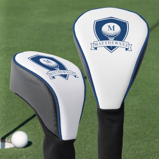 Moderne einfache Anfangsbuchstaben-Monogramm in Bl Golf Headcover