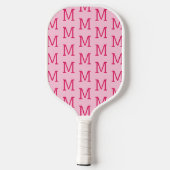 Moderne einfache Anfangsmonogramm-Muster in Hot Pi Pickleball Schläger (Rückseite)