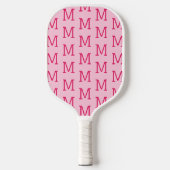 Moderne einfache Anfangsmonogramm-Muster in Hot Pi Pickleball Schläger (Vorderseite)