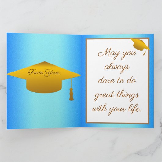 Moderne, einfache Anpassung Gold Blue Sky Karte (Innenseite)