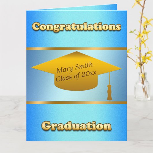 Moderne, einfache Anpassung Gold Blue Sky Karte (Gelbe Blume)