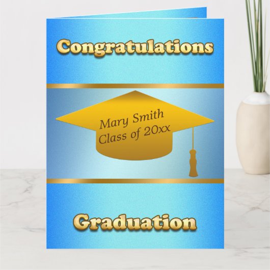 Moderne, einfache Anpassung Gold Blue Sky Karte (Vorderseite)