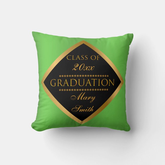 Moderne, einfache Anpassung Gold Green Kissen (Vorderseite)