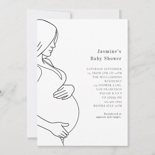 Moderne, einfache Babydusche Einladung (Vorderseite)