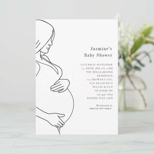 Moderne, einfache Babydusche Einladung (Stehend Vorderseite)