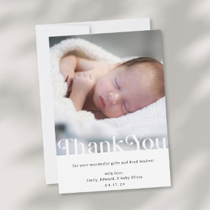 Moderne einfache Babyparty-Foto Dankeskarte