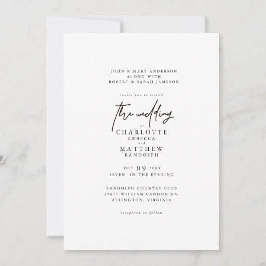 Moderne Einfache beiden Sets Eltern Hochzeit Einla Einladung (Vorderseite)