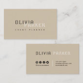 Moderne, einfache beige Minimalistische Visitenkar Visitenkarte (Vorne/Hinten)