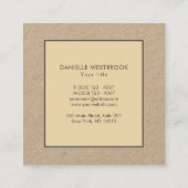 Moderne, einfache Beige-Rahmen-Kraft Quadratische Visitenkarte (Rückseite)