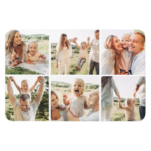 Moderne, einfache, benutzerdefinierte 6-FotoCollag Magnet (Horizontal)