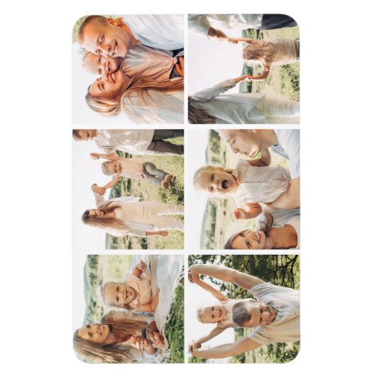 Moderne, einfache, benutzerdefinierte 6-FotoCollag Magnet (Vertikal)