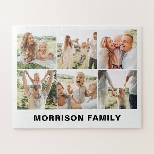 Moderne, einfache, benutzerdefinierte 6-FotoCollag Puzzle (Horizontal)