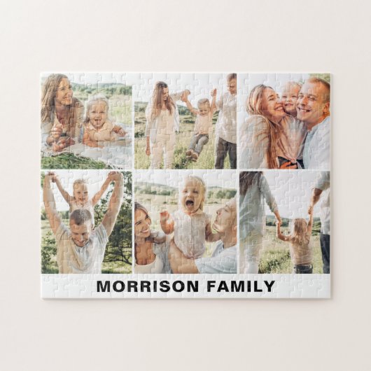 Moderne, einfache, benutzerdefinierte 6-FotoCollag Puzzle (Horizontal)