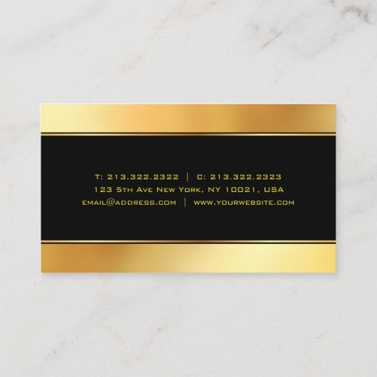Moderne, einfache Berufliche Elegangoldvorlage Visitenkarte (Rückseite)