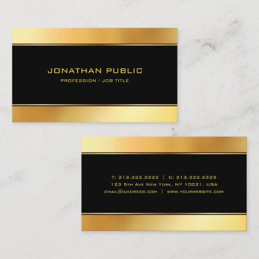 Moderne, einfache Berufliche Elegangoldvorlage Visitenkarte (Vorne/Hinten)