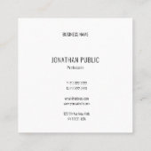 Moderne, einfache Berufliche Stilvorlage Trendy Quadratische Visitenkarte (Rückseite)