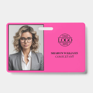 Moderne einfache Bight-Pink Firmenmitarbeiter-Foto Ausweis